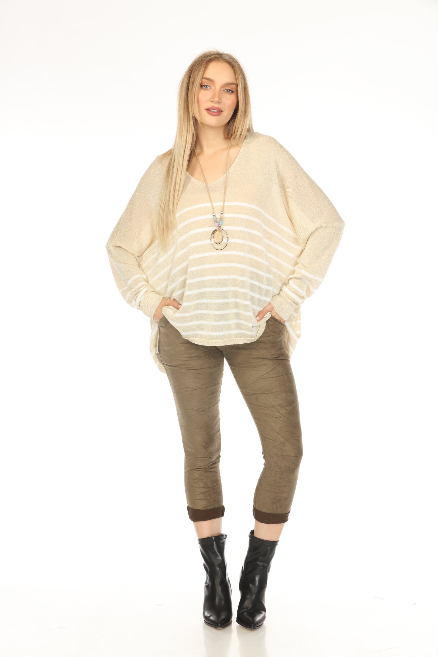 Gold horizontal strips Shiny Top