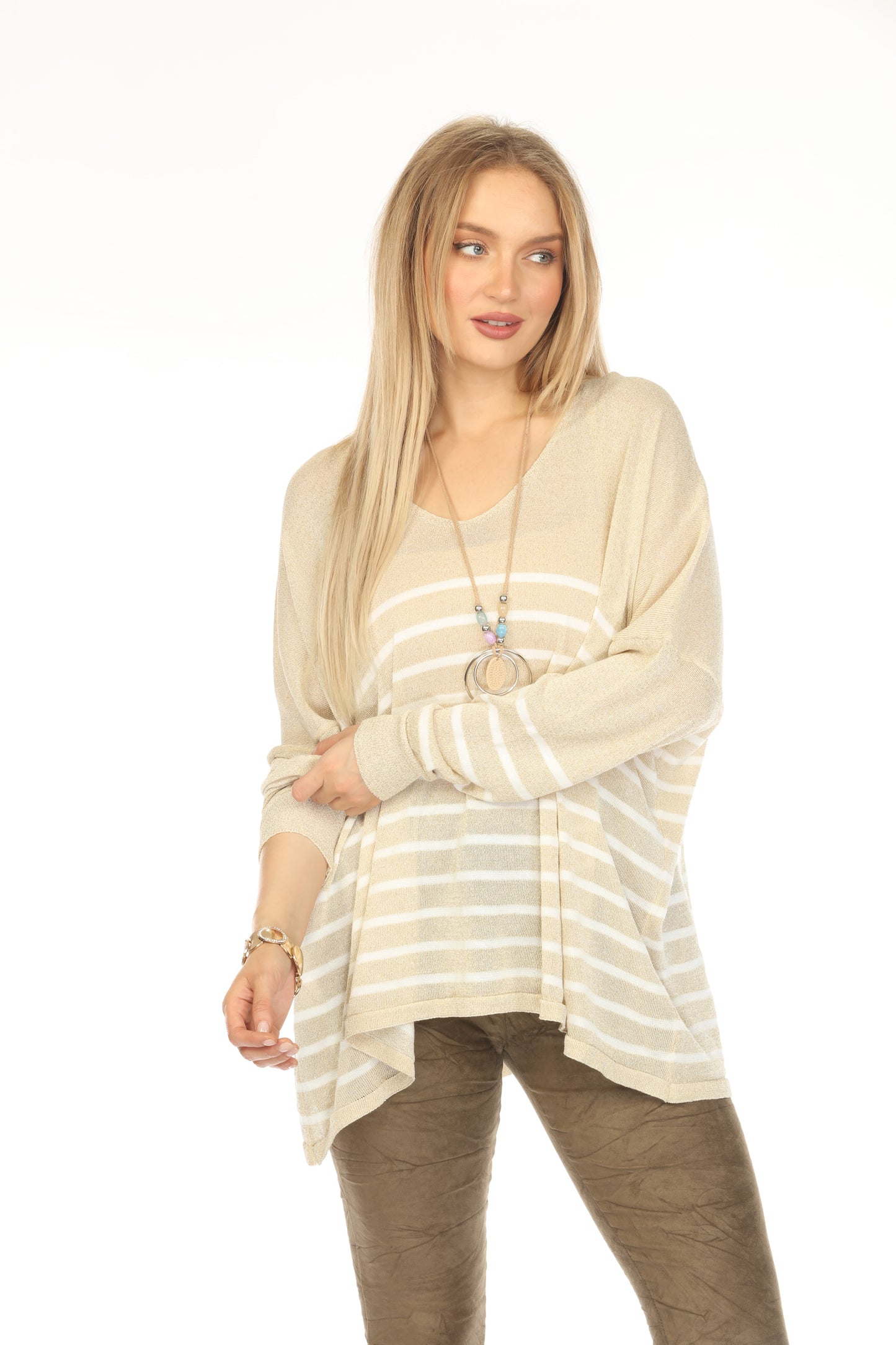 Gold horizontal strips Shiny Top