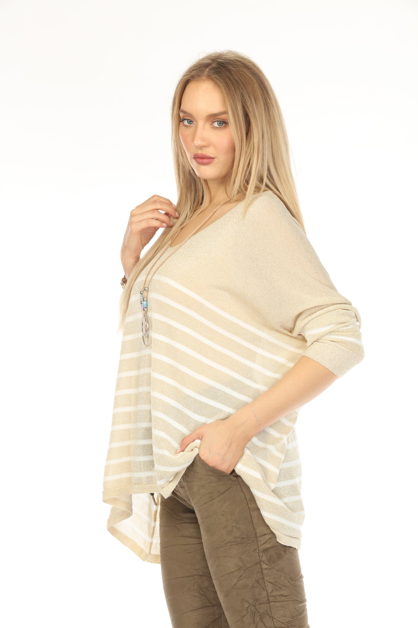 Gold horizontal strips Shiny Top