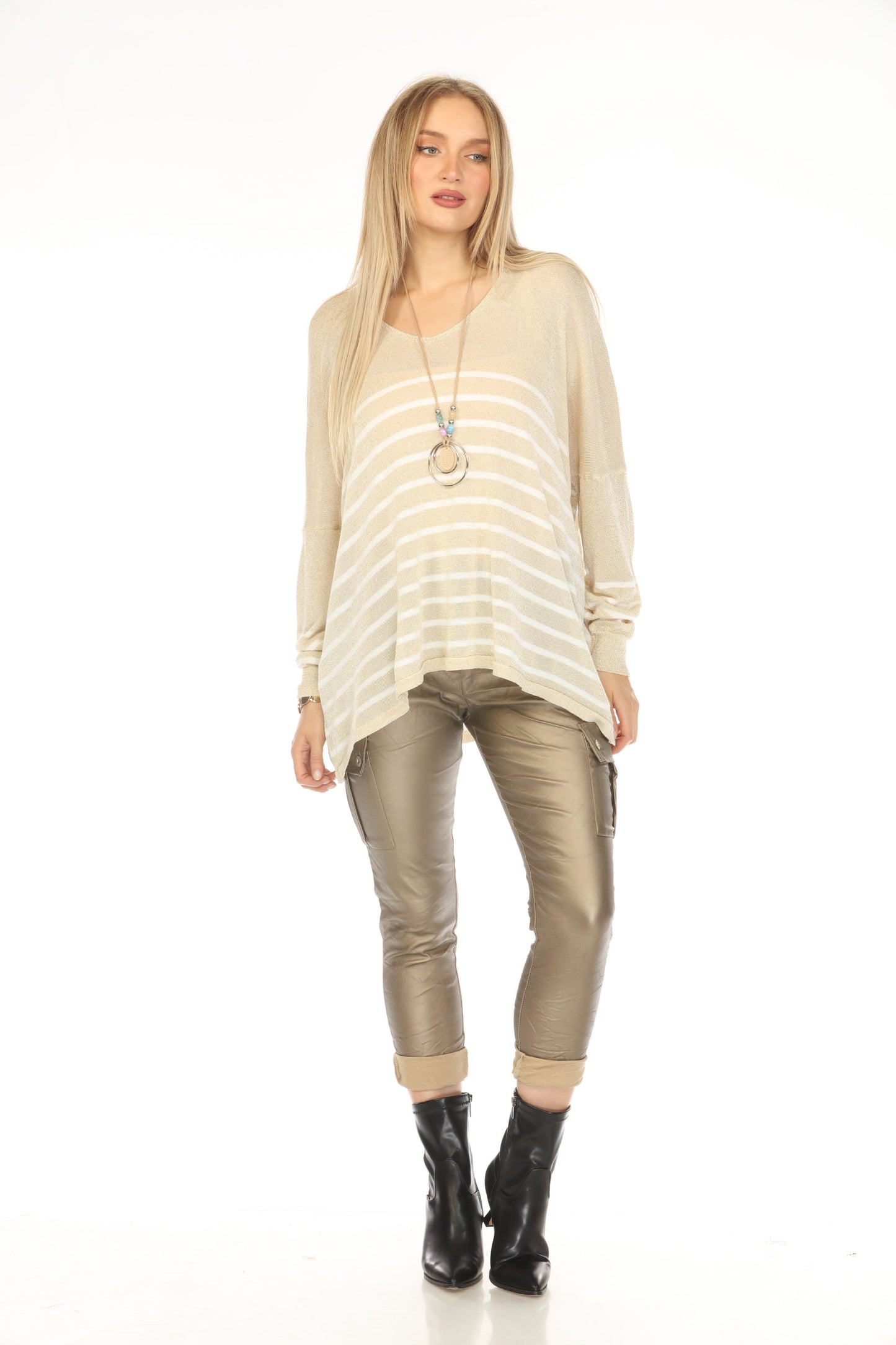 Gold horizontal strips Shiny Top