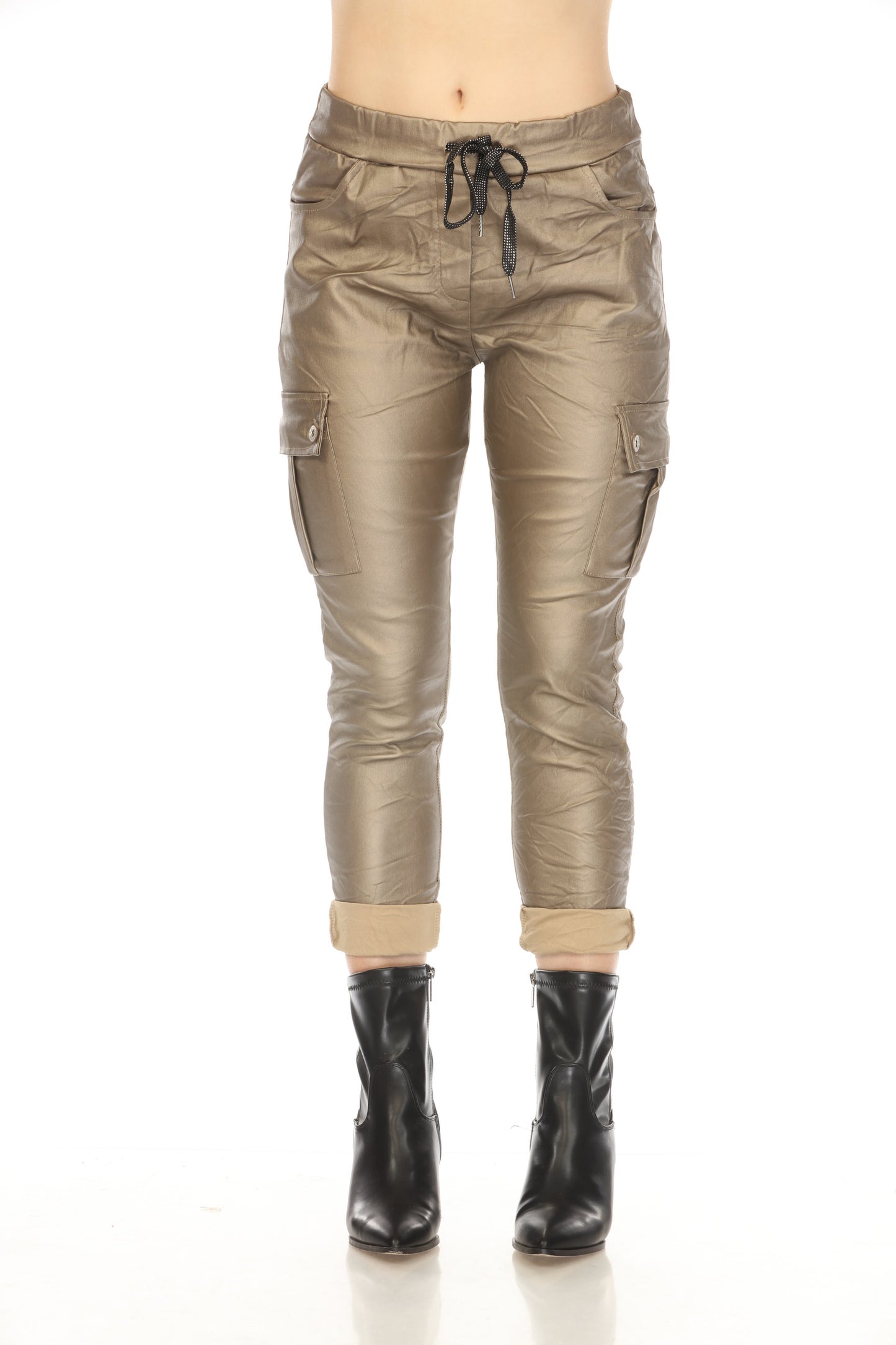 Gold Metalica stretchable made in Italy Pant