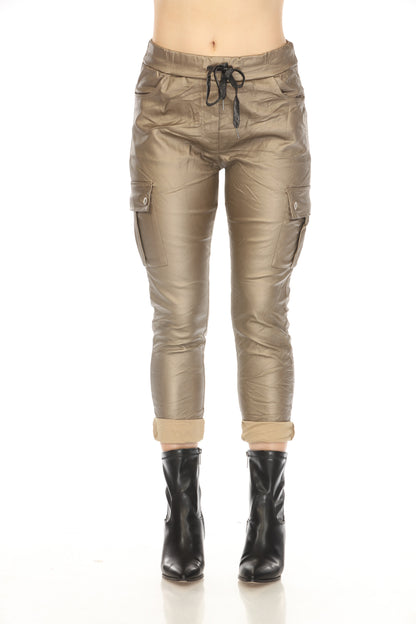 Gold Metalica stretchable made in Italy Pant