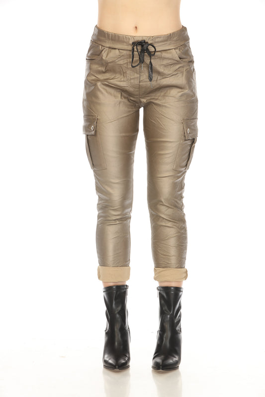 Gold Metalica stretchable made in Italy Pant