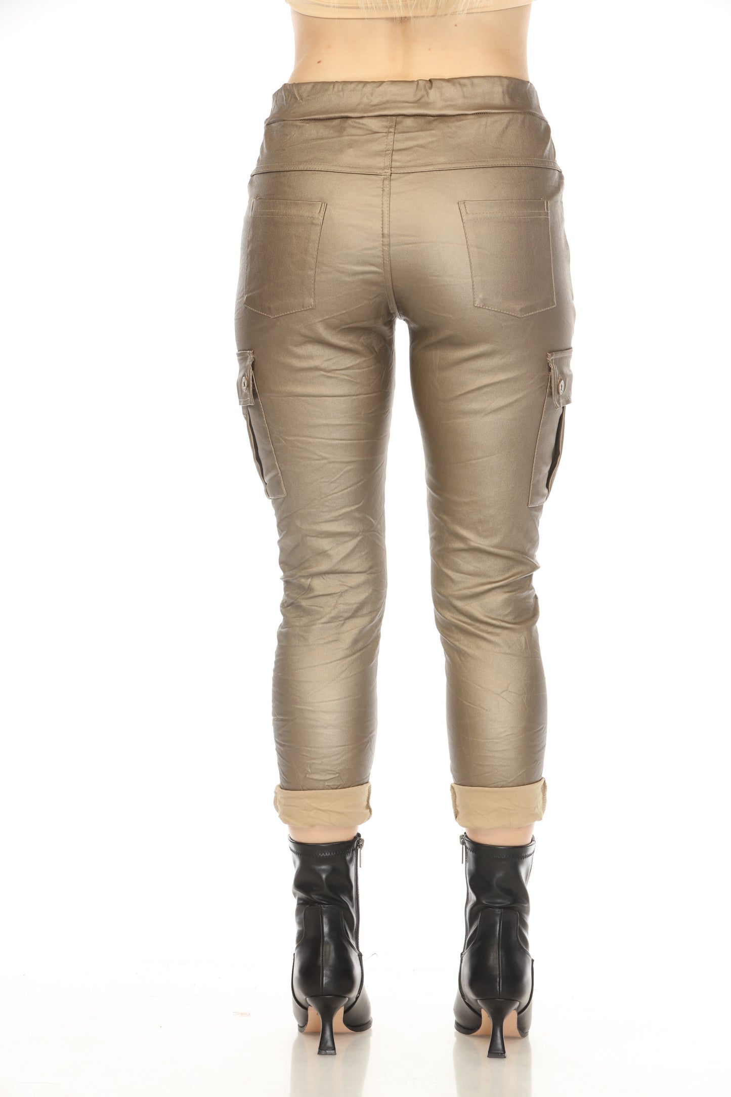 Gold Metalica stretchable made in Italy Pant