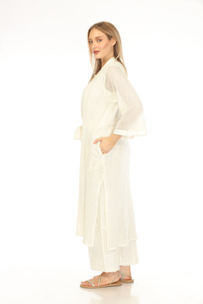 Off White  Crochet Cardigan With Pockets