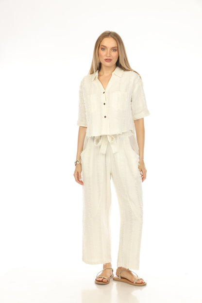 Off White Fringe Crop battened Top