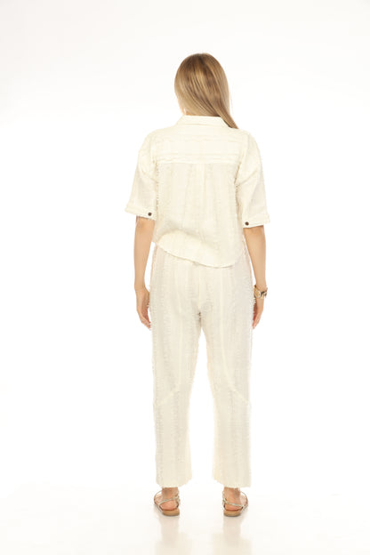 Off White Fringe Crop battened Top