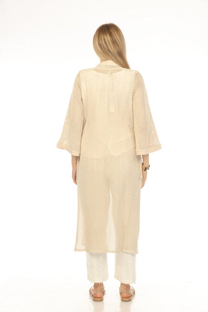 Beige Crochet Cardigan With Pockets