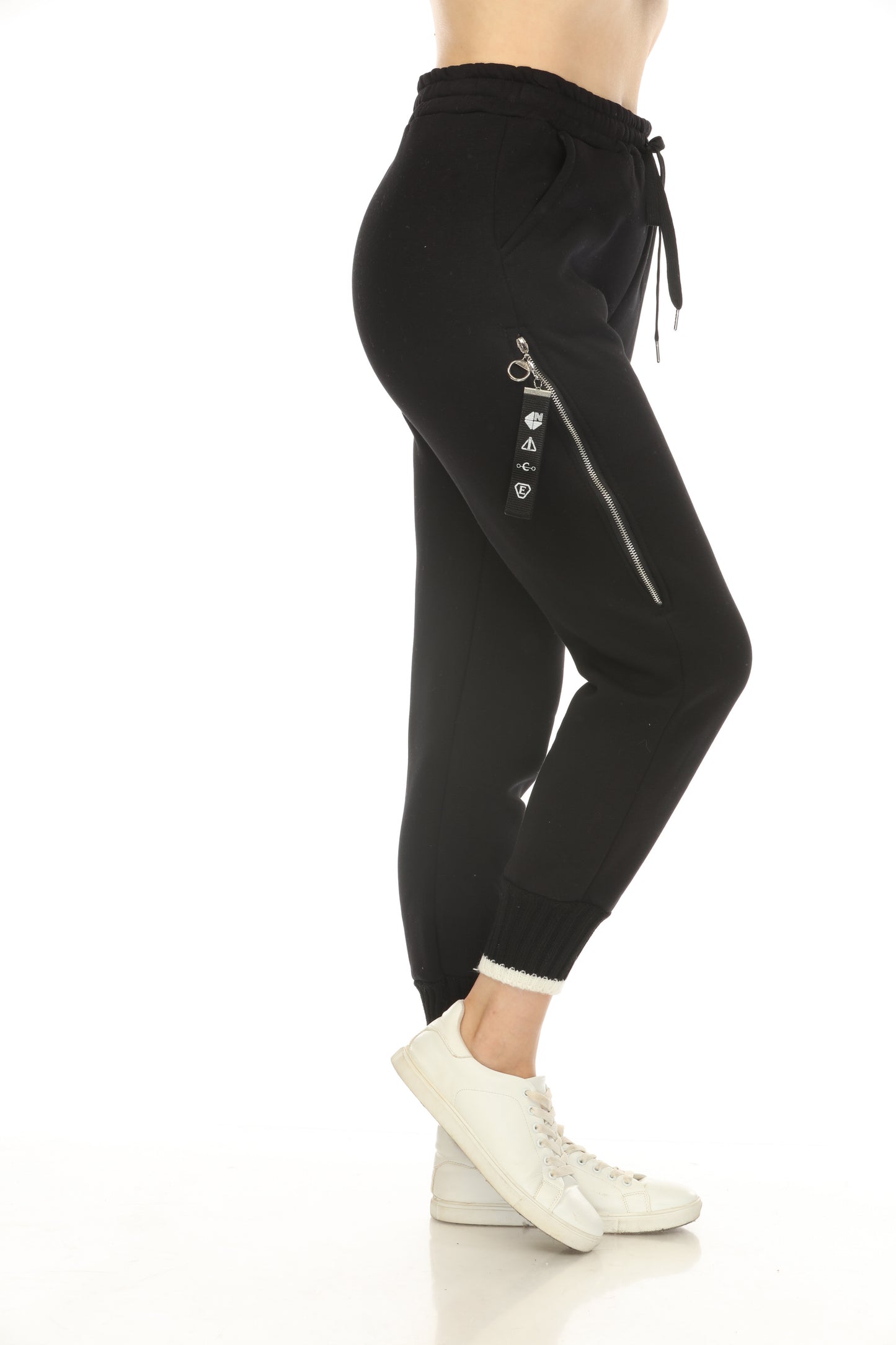 Black Warm Classy zipper style pockets pant