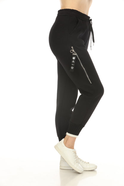 Black Warm Classy zipper style pockets pant