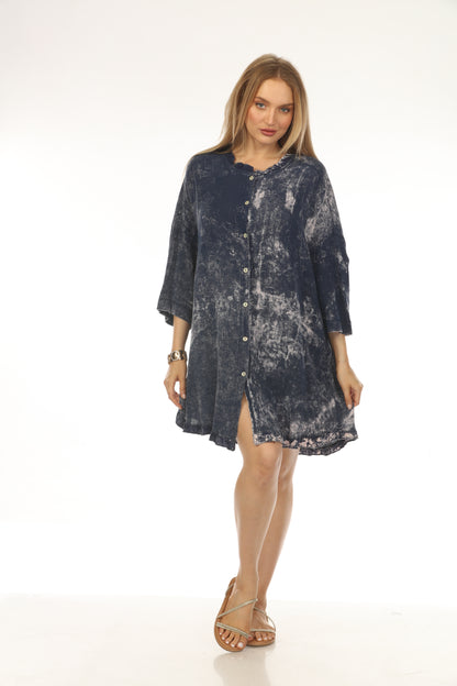 Denim jeans Mesh Exclusive Button Tunic Top