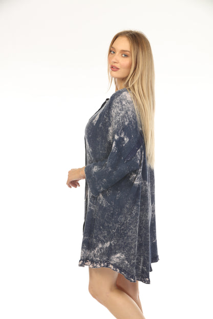 Denim jeans Mesh Exclusive Button Tunic Top