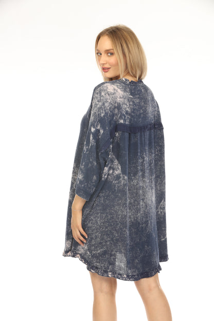 Denim jeans Mesh Exclusive Button Tunic Top