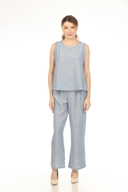 Denim Blue Braids Designed Top