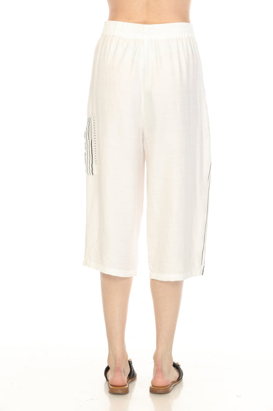 White  Side Pocket Style Pant