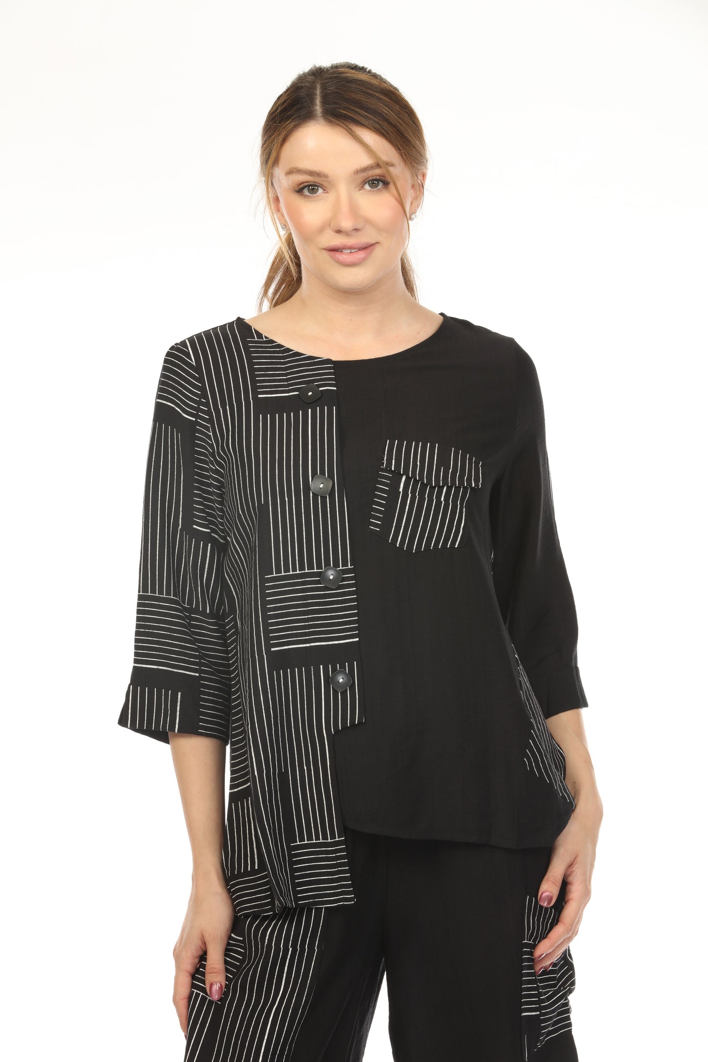 Black & White Asymmetrical Style Top
