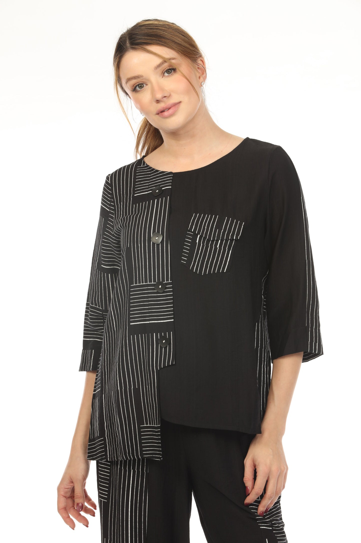 Black & White Asymmetrical Style Top