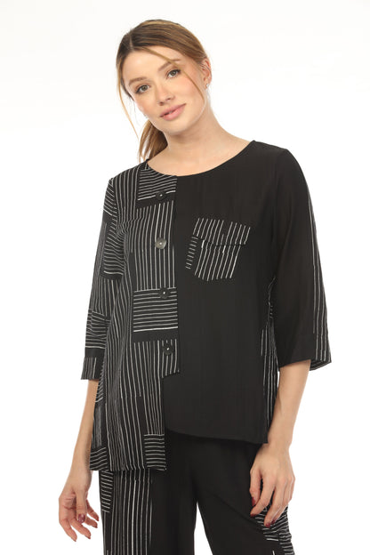 Black & White Asymmetrical Style Top