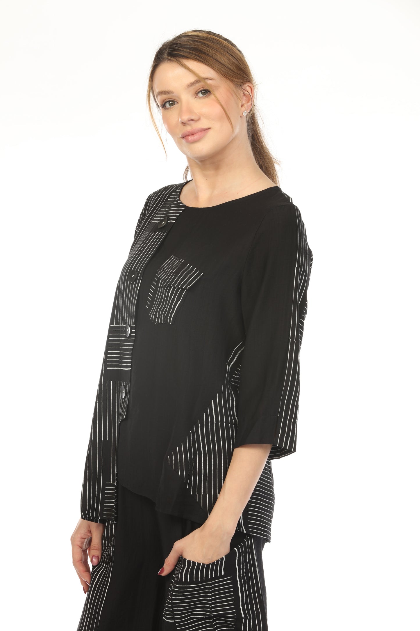 Black & White Asymmetrical Style Top