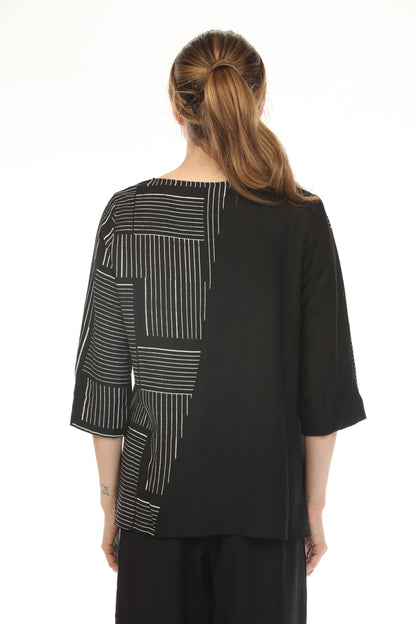 Black & White Asymmetrical Style Top