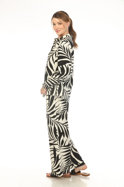 Black White Leaf Print 2 Pieces Set