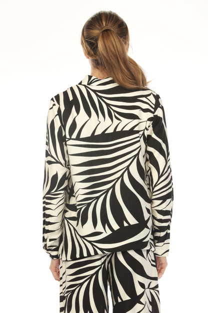 Black White Leaf Print 2 Pieces Set