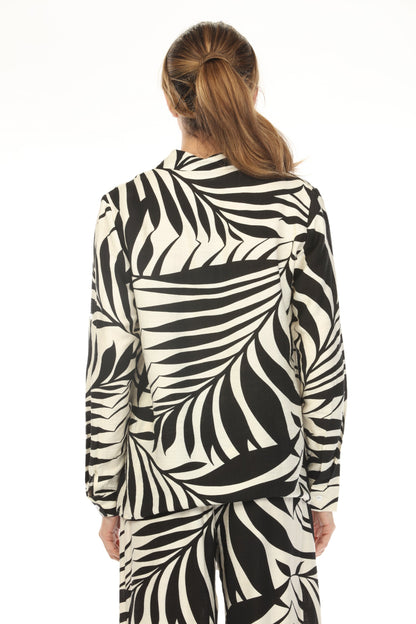 Black White Leaf Print 2 Pieces Set