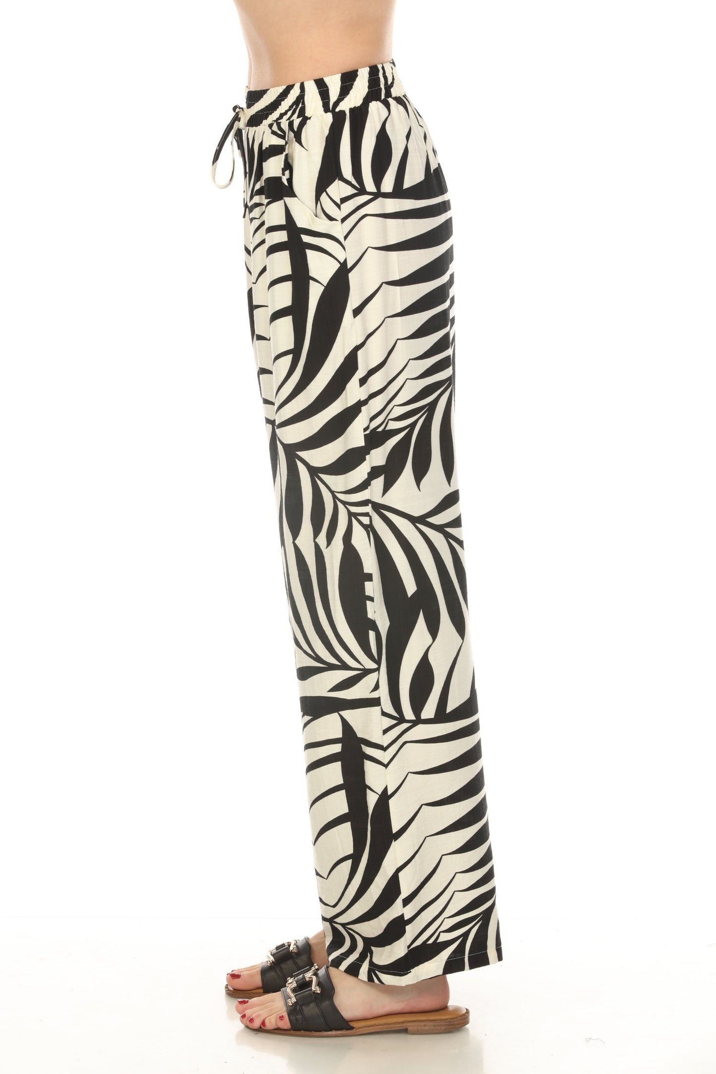 Black White Leaf Print 2 Pieces Set