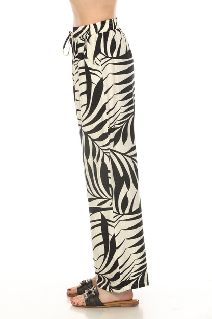 Black White Leaf Print 2 Pieces Set