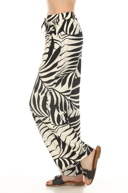 Black White Leaf Print 2 Pieces Set