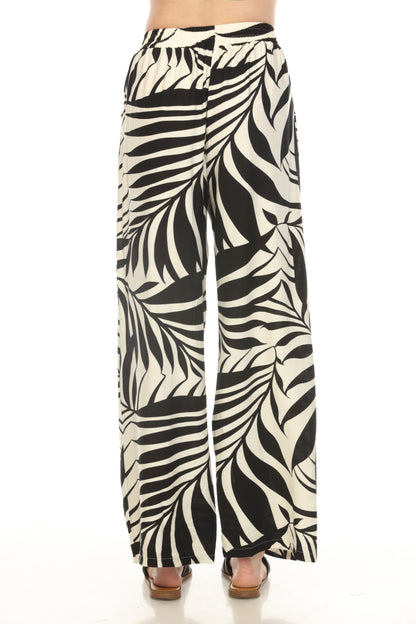 Black White Leaf Print 2 Pieces Set