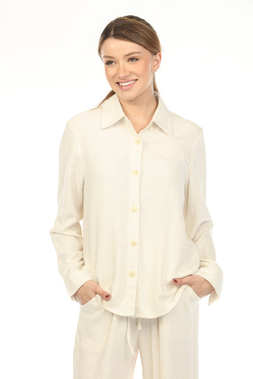 Ivory Color Button Collar Top