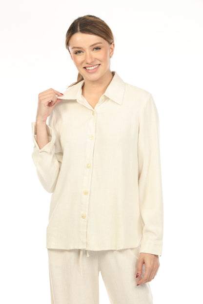 Ivory Color Button Collar Top