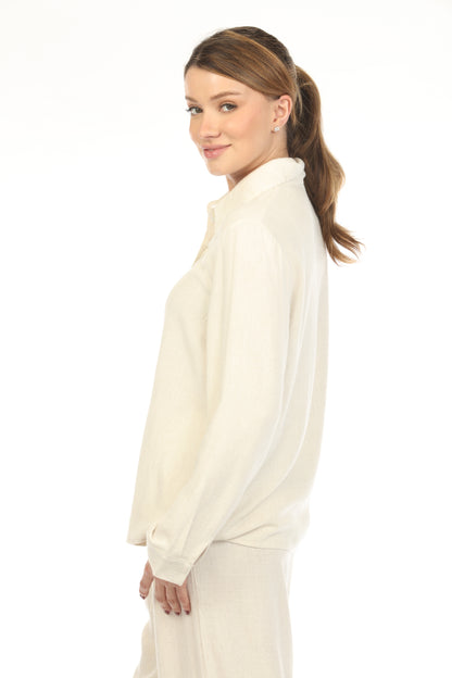 Ivory Color Button Collar Top