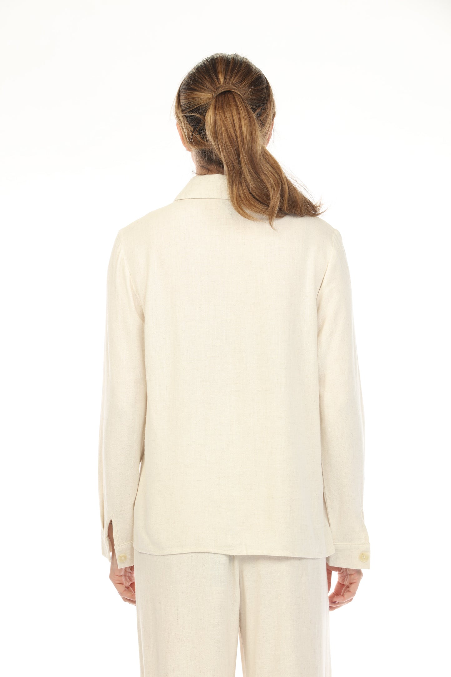 Ivory Color Button Collar Top
