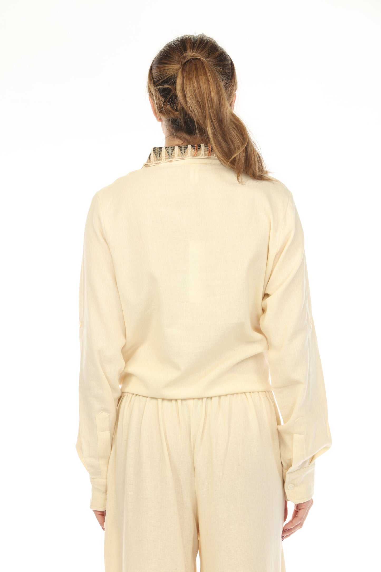 Off White Designer  tie Top with Sleeves