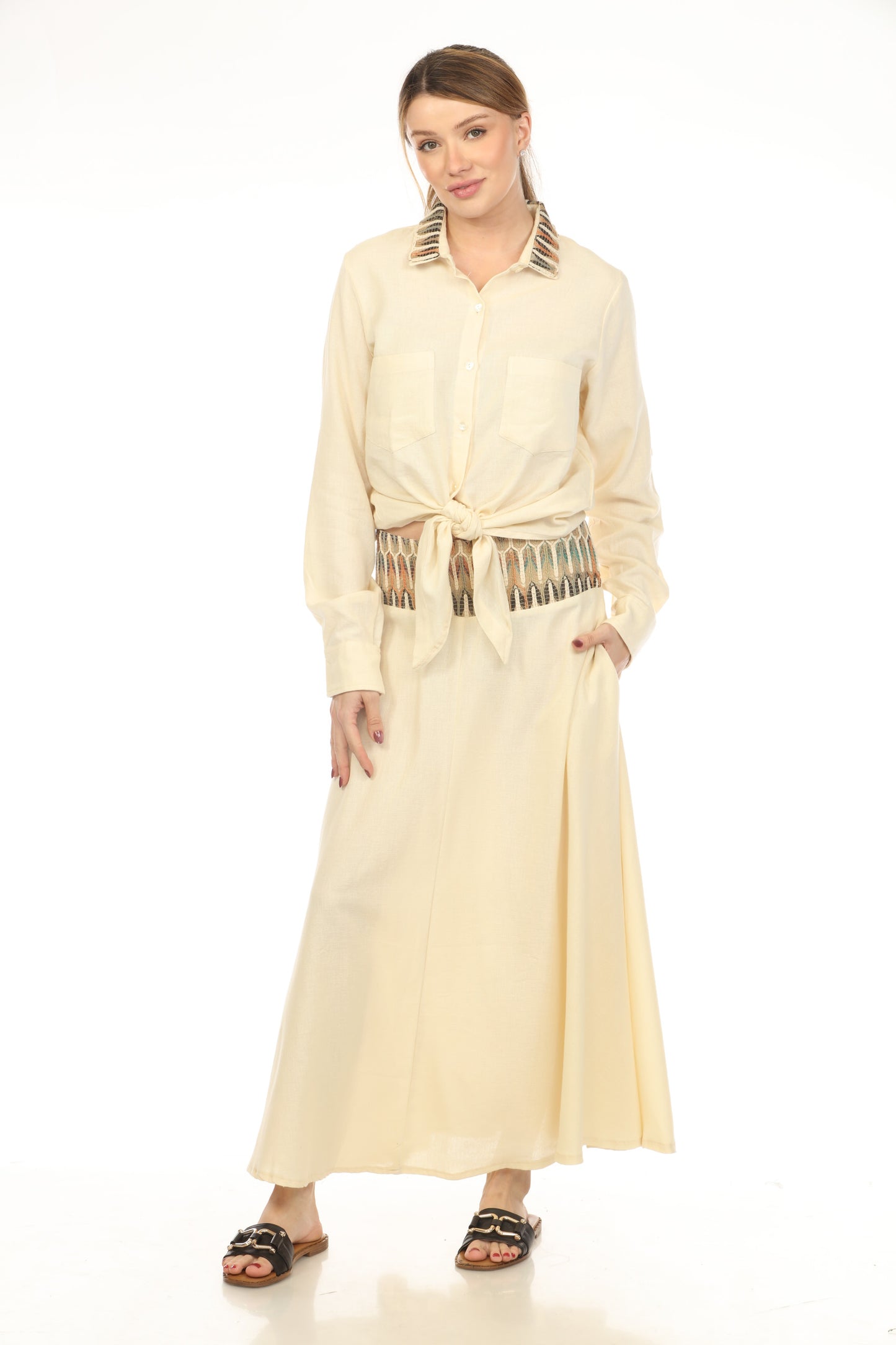 Off White Faired A Line Style Skirt