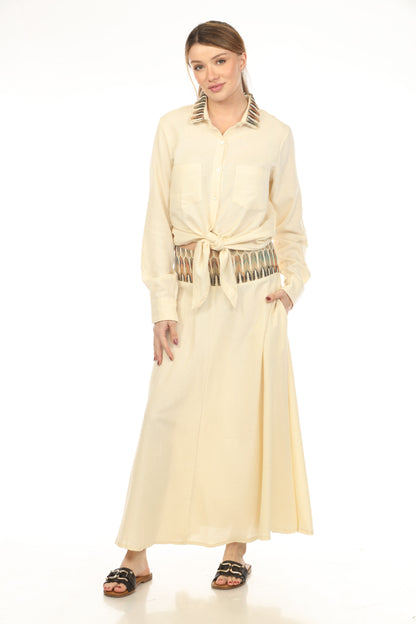 Off White Faired A Line Style Skirt