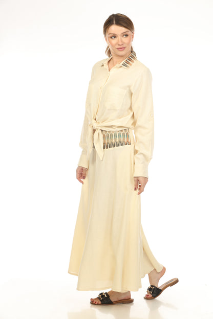 Off White Faired A Line Style Skirt