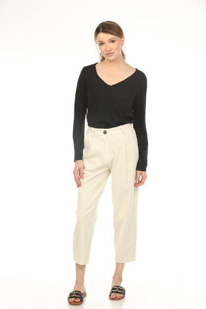 Black 100% Cotton V Neck Top