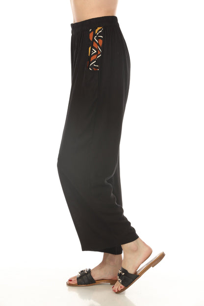 Geometric Style Black Pocket Pants