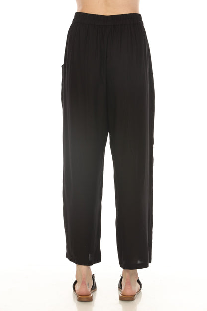 Geometric Style Black Pocket Pants