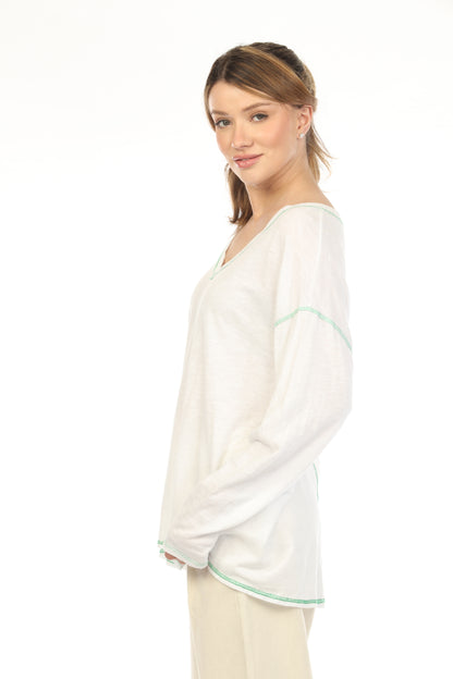 Colwhite V neck 100% cotton Top JY3636