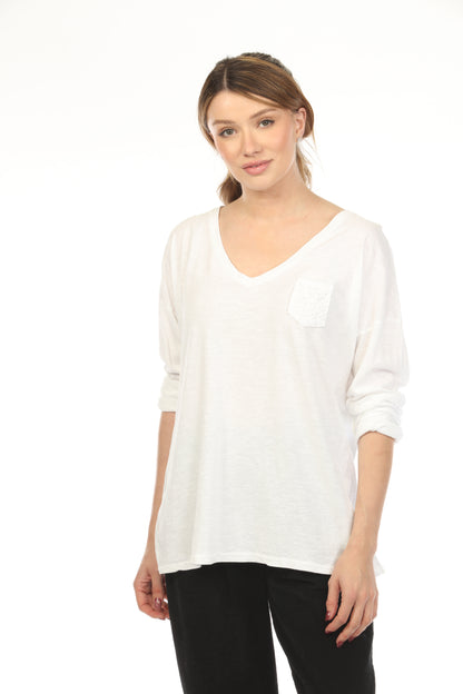 Colwhite V neck 100% cotton Top JY3636