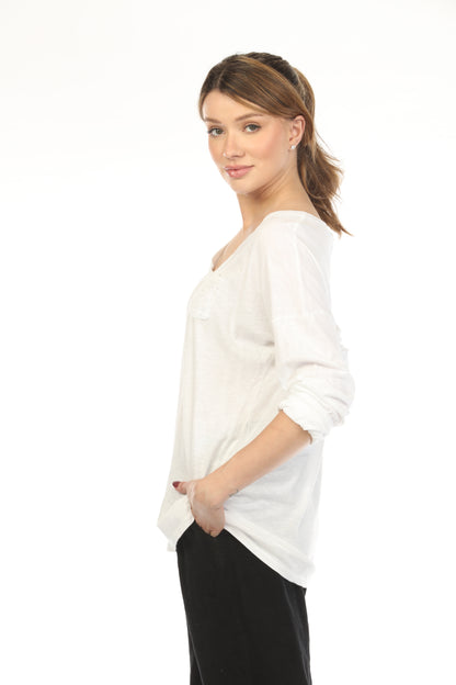 Colwhite V neck 100% cotton Top JY3636