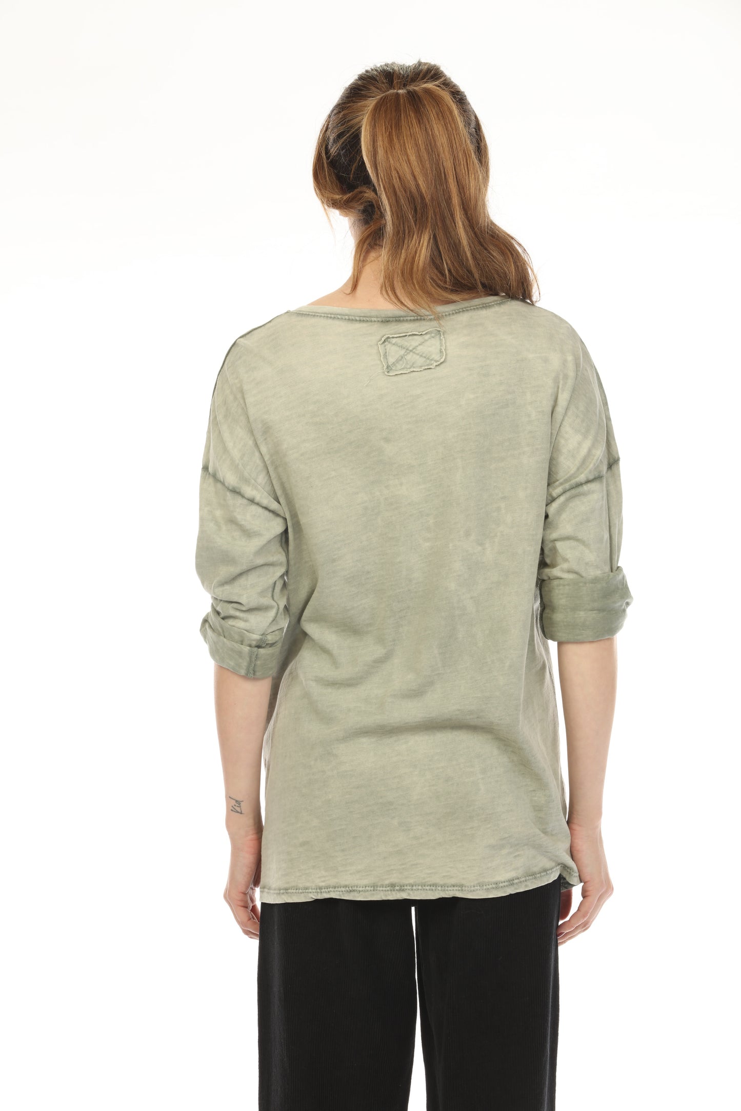 Olive V Neck 100% Cotton Top