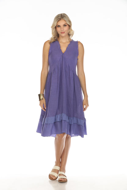 Purple Frayed Style Ruffle Hem Dress