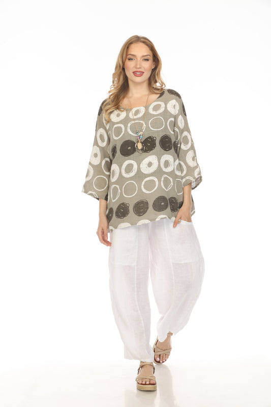 Taupe Circular Patterned Boat Neck Top