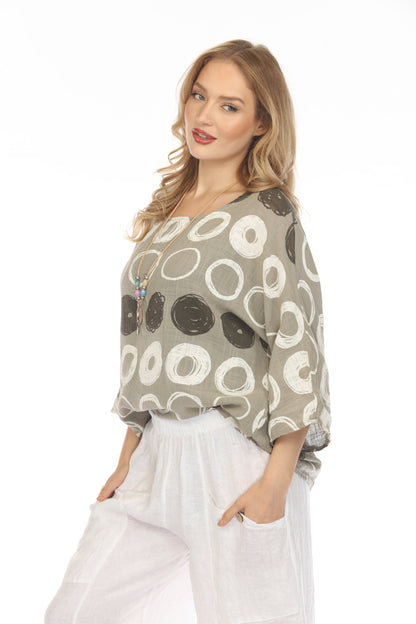 Taupe Circular Patterned Boat Neck Top