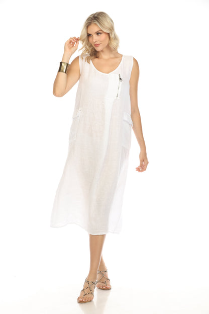 White Pocket Dress with Zipper Detail